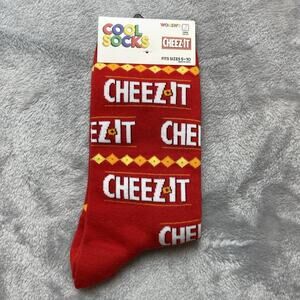 Cool Socks Cheez-It Novelty Socks Womens Size 5-10 Red Snack Mix Kelloggs NWT